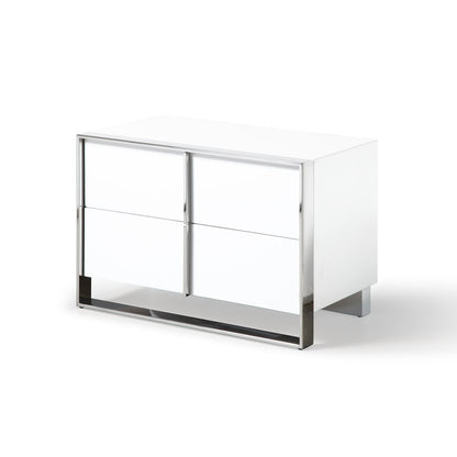 Modrest Cartier - Modern White + Stainless Steel Nightstand