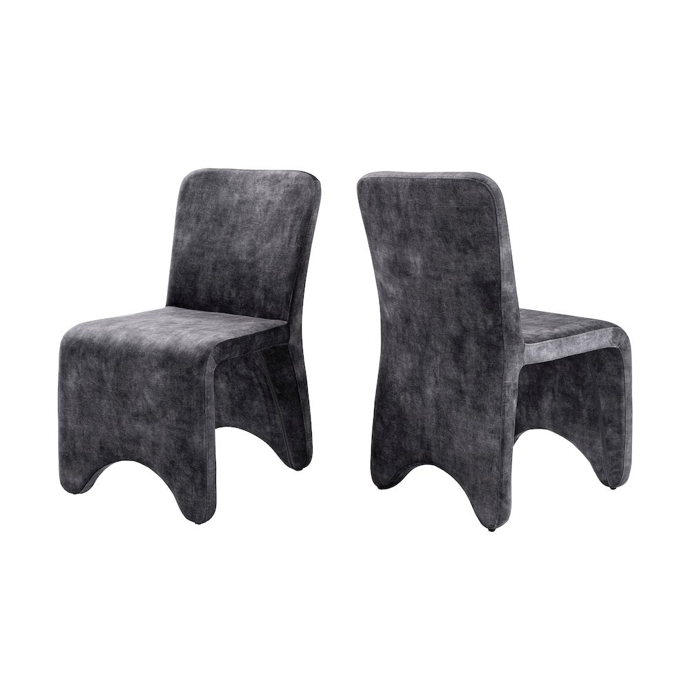Modrest Ditka - Modern Grey Velvet Dining Chair (Set of 2)