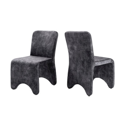 Modrest Ditka - Modern Grey Velvet Dining Chair (Set of 2)