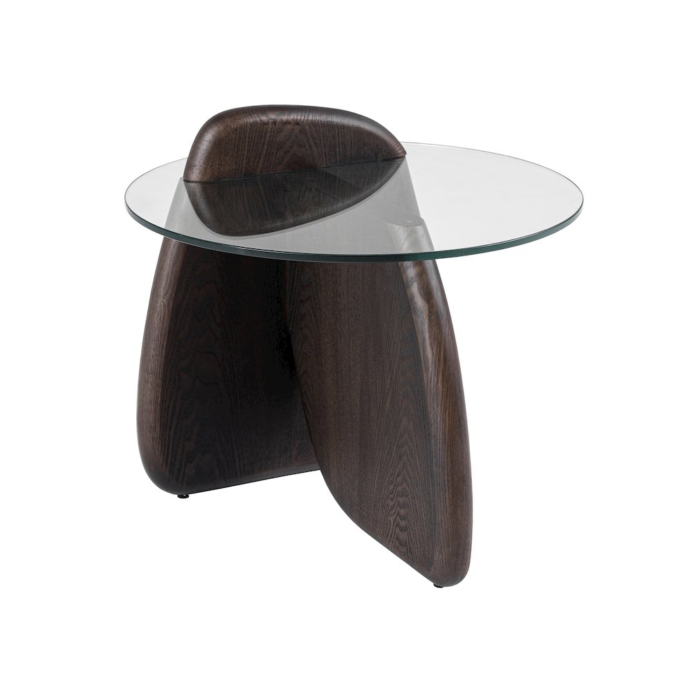 Modrest Buxton - Mid-Century Modern Glass + Dark Walnut End Table