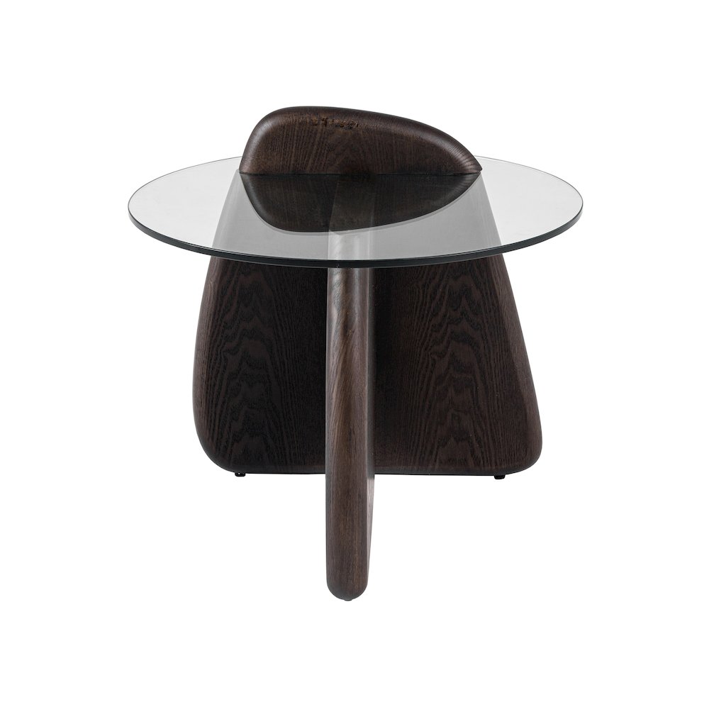 Modrest Buxton - Mid-Century Modern Glass + Dark Walnut End Table