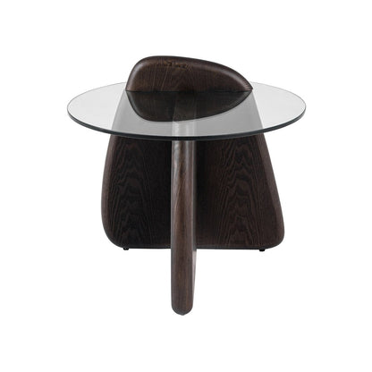 Modrest Buxton - Mid-Century Modern Glass + Dark Walnut End Table