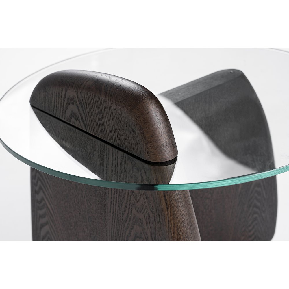 Modrest Buxton - Mid-Century Modern Glass + Dark Walnut End Table