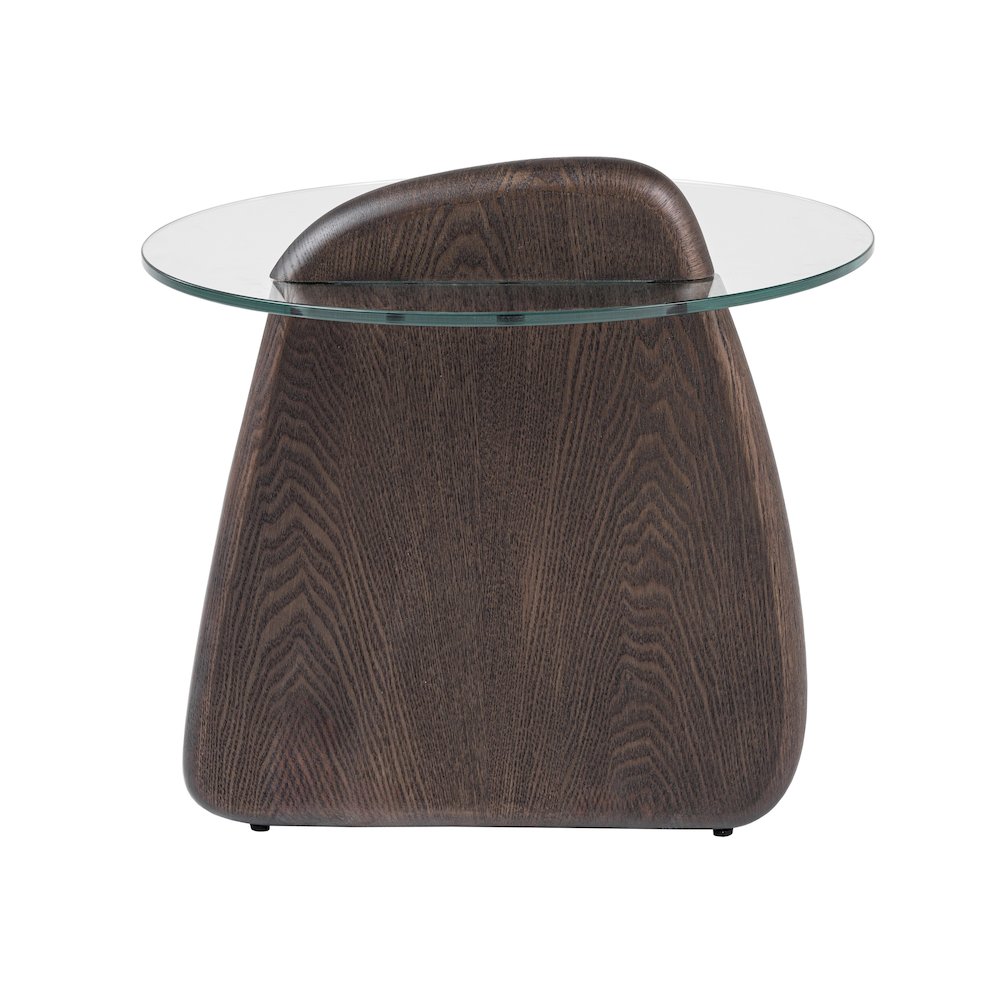 Modrest Buxton - Mid-Century Modern Glass + Dark Walnut End Table