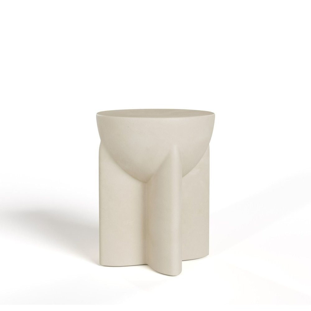 Modrest Elsa - Modern Beige Concrete Round End Table