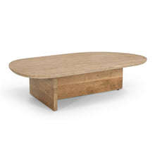 Chisholm - Modern Travertine Marble Wood Freeform Coffee Table