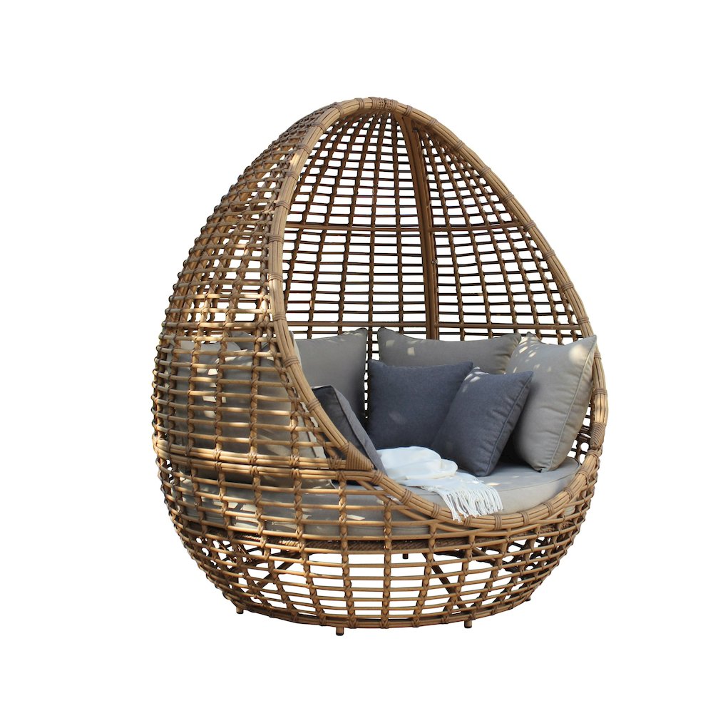 Renava Cocoon Mini - Outdoor Beige + Wicker Lounge Bed