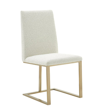 Modrest Frankie - Modern Off-White Fabric + Antique Brass Dining Chair