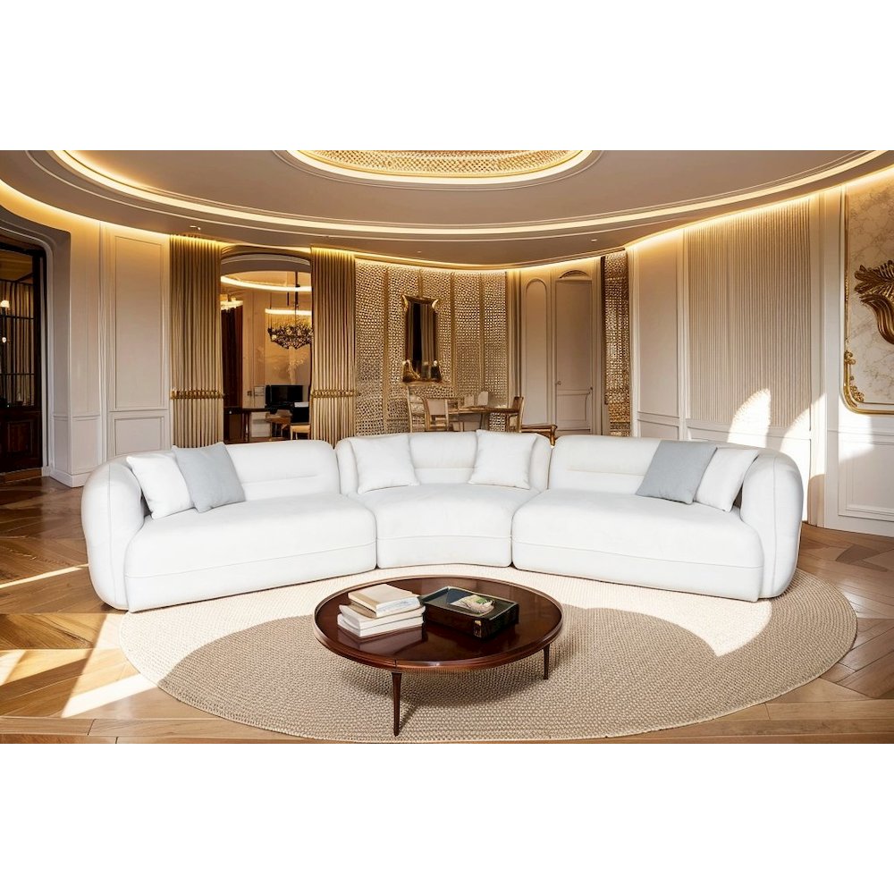 Divani Casa Gypsy - Modern Off-White Fabric Curved Sectional Sofa