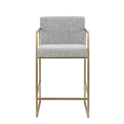 Modrest Suzanne - Modern Grey Fabric + Antique Brass Counter Chair