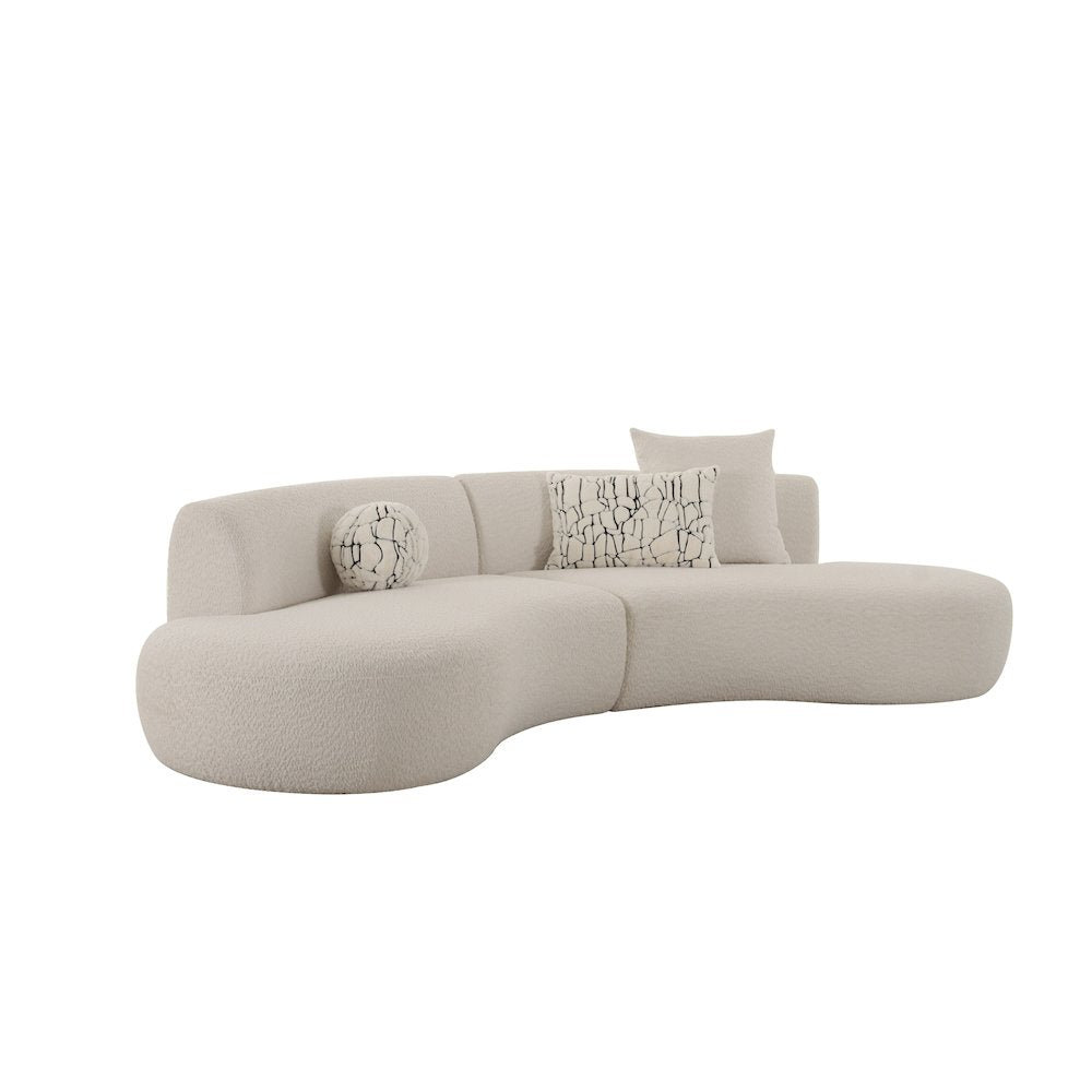 Divani Casa Weldon - Modern Off-White Fabric Curved Sectional