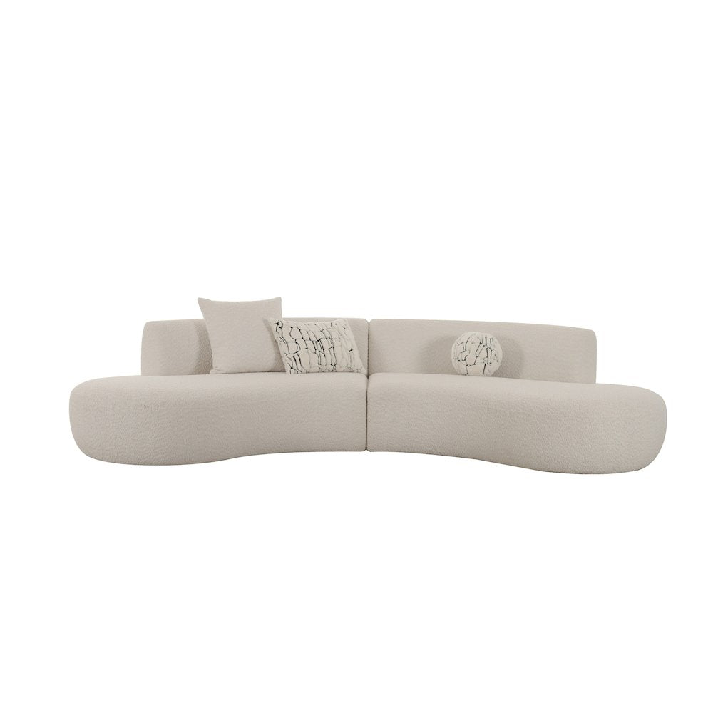 Divani Casa Weldon - Modern Off-White Fabric Curved Sectional