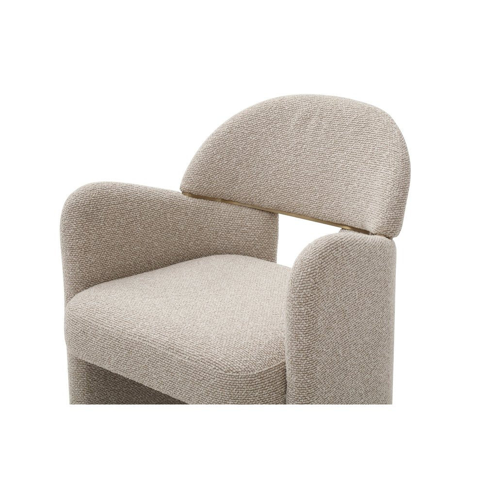 Ashley - Modern Beige Fabric + Brushed Brass Dining Chair