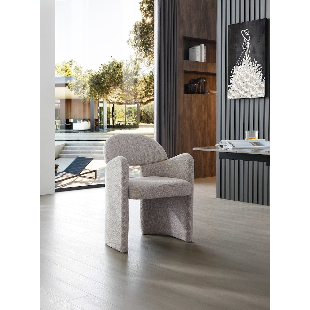 Ashley - Modern Beige Fabric + Brushed Brass Dining Chair