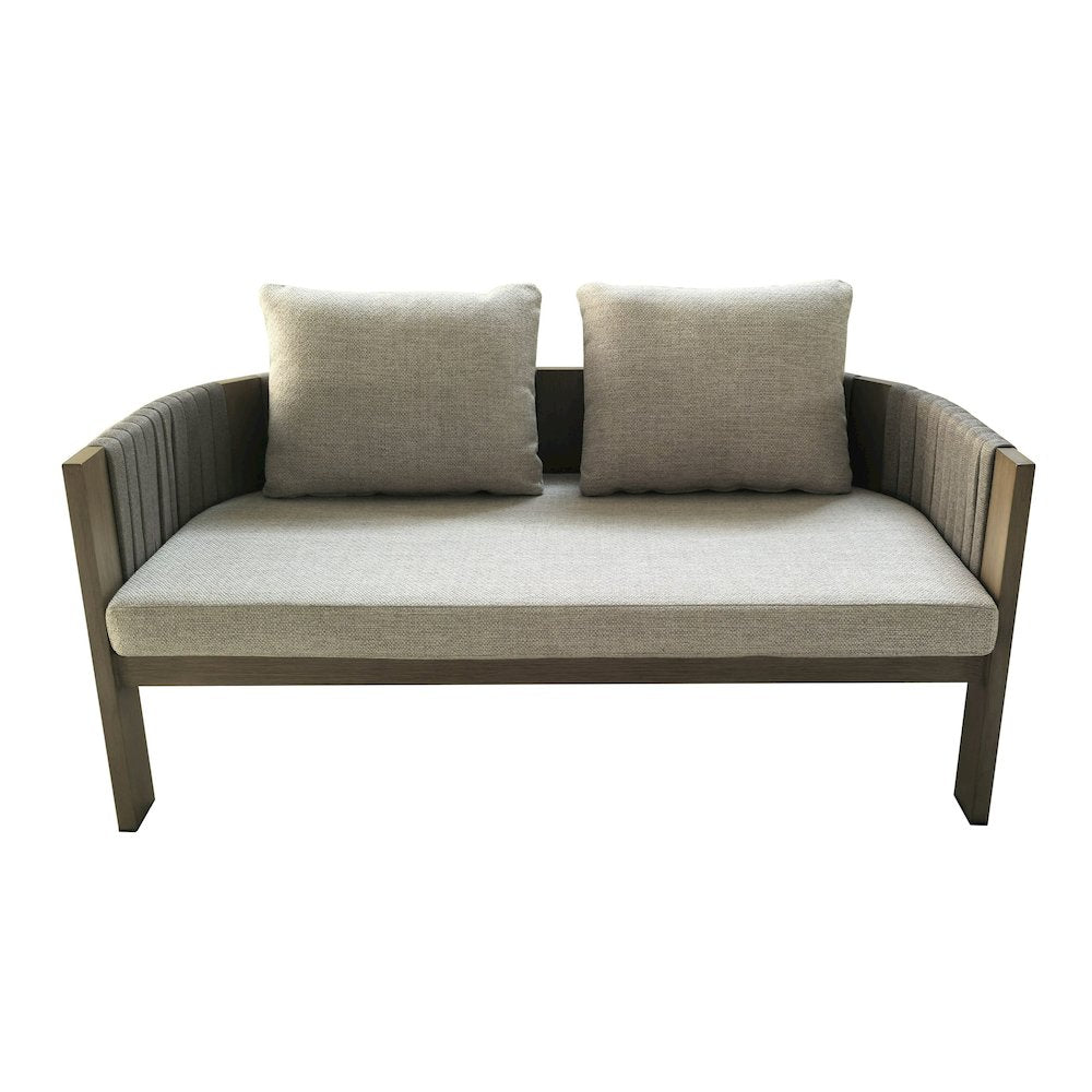 Renava Salvora - Outdoor Beige Fabric & Grey Rope Loveseat