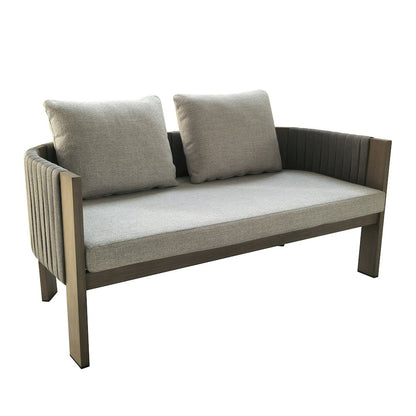 Renava Salvora - Outdoor Beige Fabric & Grey Rope Loveseat