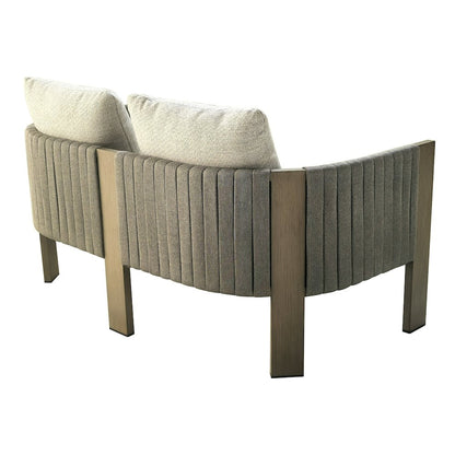 Renava Salvora - Outdoor Beige Fabric & Grey Rope Loveseat