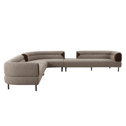 Divani Casa Plume - Modern Brown Fabric Sectional Sofa
