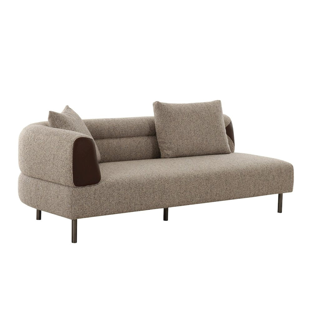 Divani Casa Plume - Modern Brown Fabric Sectional Sofa