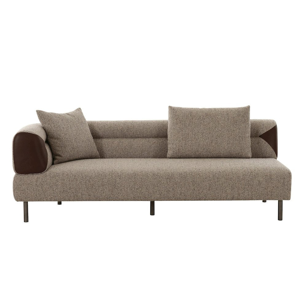Divani Casa Plume - Modern Brown Fabric Sectional Sofa