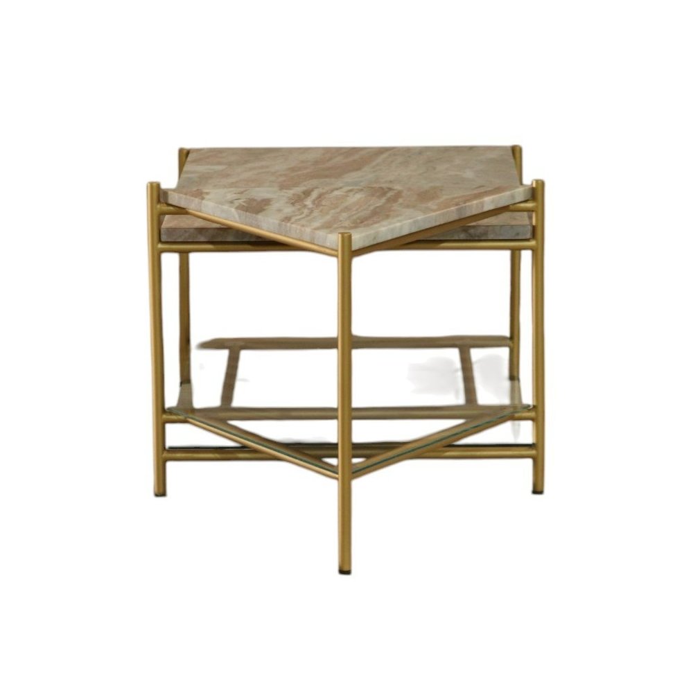 Modrest Mosk - Modern Marble + Glass + Brass Coffee Table
