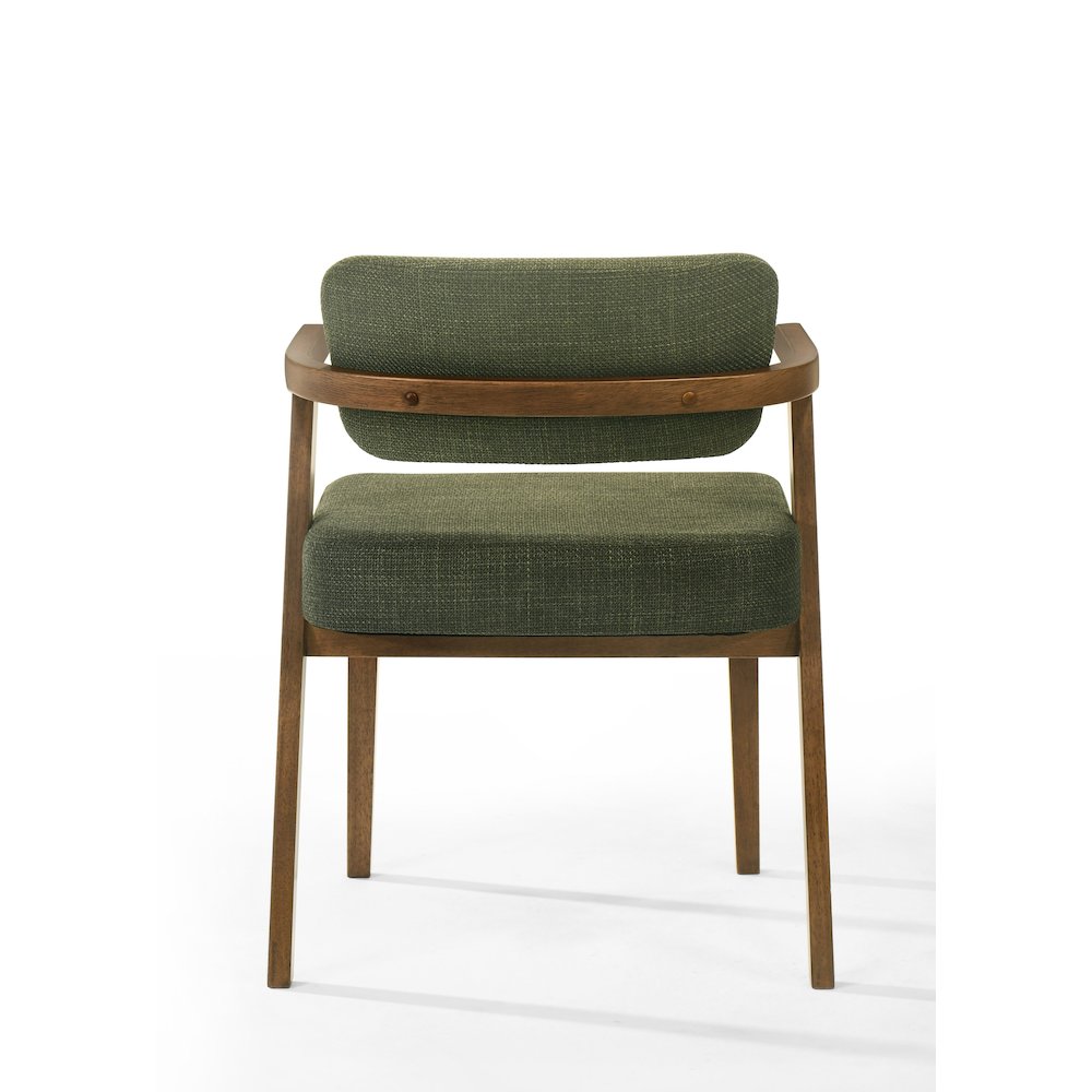 Sacks - Mid-Century Modern Green Fabric + Walnut Dining Chair