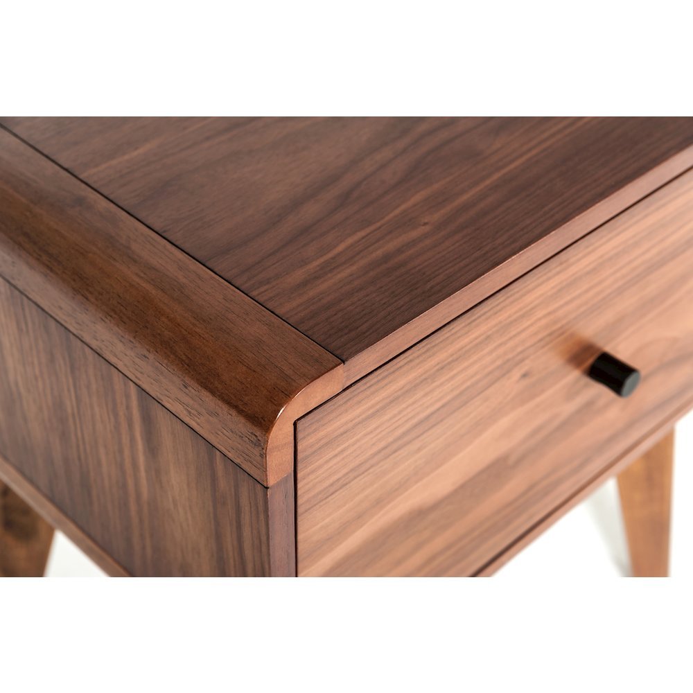 Mid Century Modern Nightstand, Walnut Wood Bedside Table With Drawer