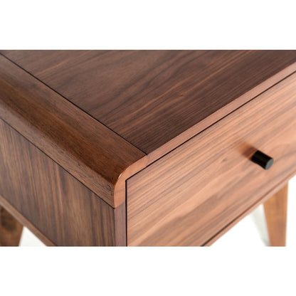 Mid Century Modern Nightstand, Walnut Wood Bedside Table With Drawer