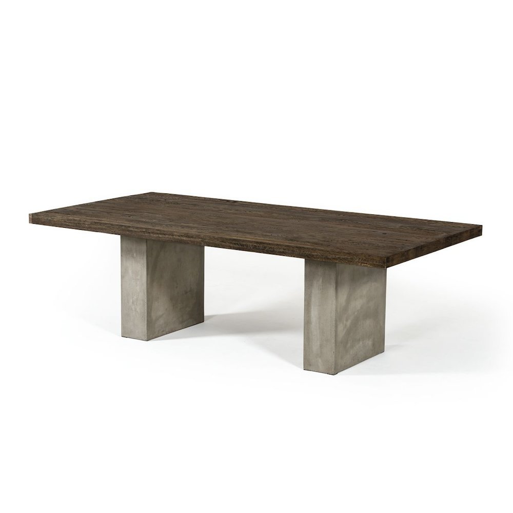 Concrete Dining Table With Oak Top, Modern Kitchen Table For 10 People
