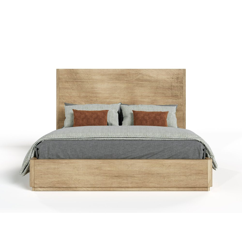 Solid Oak Queen Bed Frame, Wood Frame With Headboard In Modern Bed Design