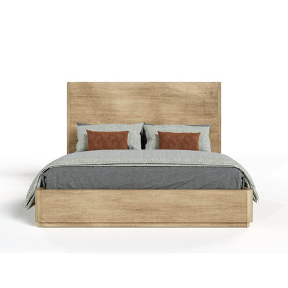 Solid Oak Queen Bed Frame, Wood Frame With Headboard In Modern Bed Design