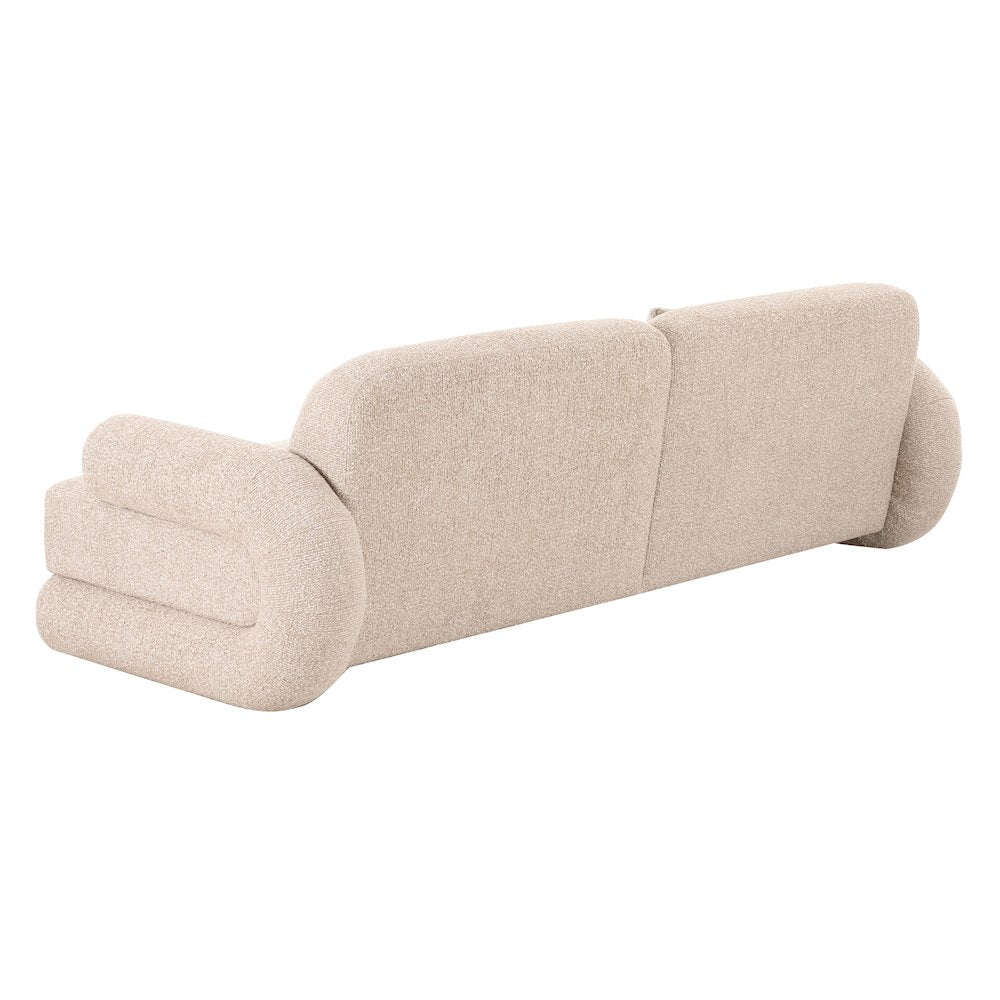 Odette - Modern Beige Fabric + White Burl Sofa