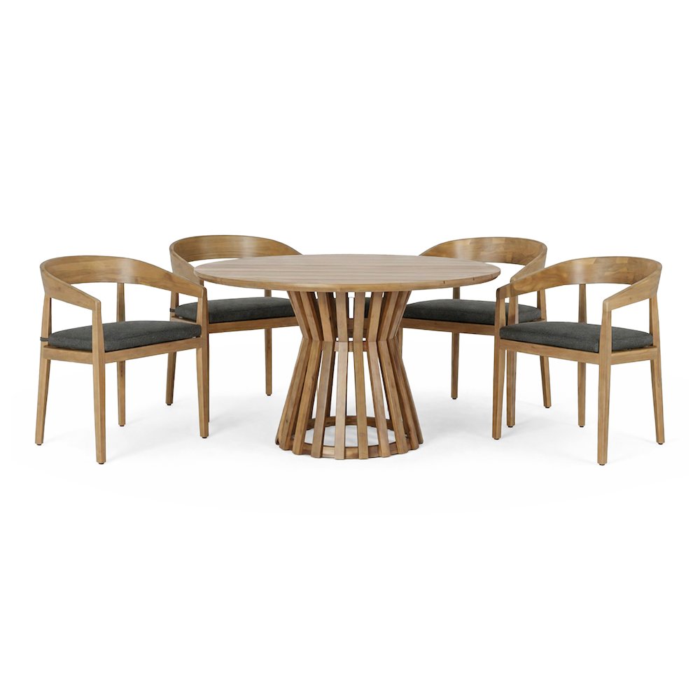 Sintra - Outdoor Grey + Eucalyptus Round Dining Table Set
