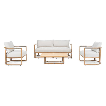 Malta - Outdoor Light Grey + Teak Sofa Set