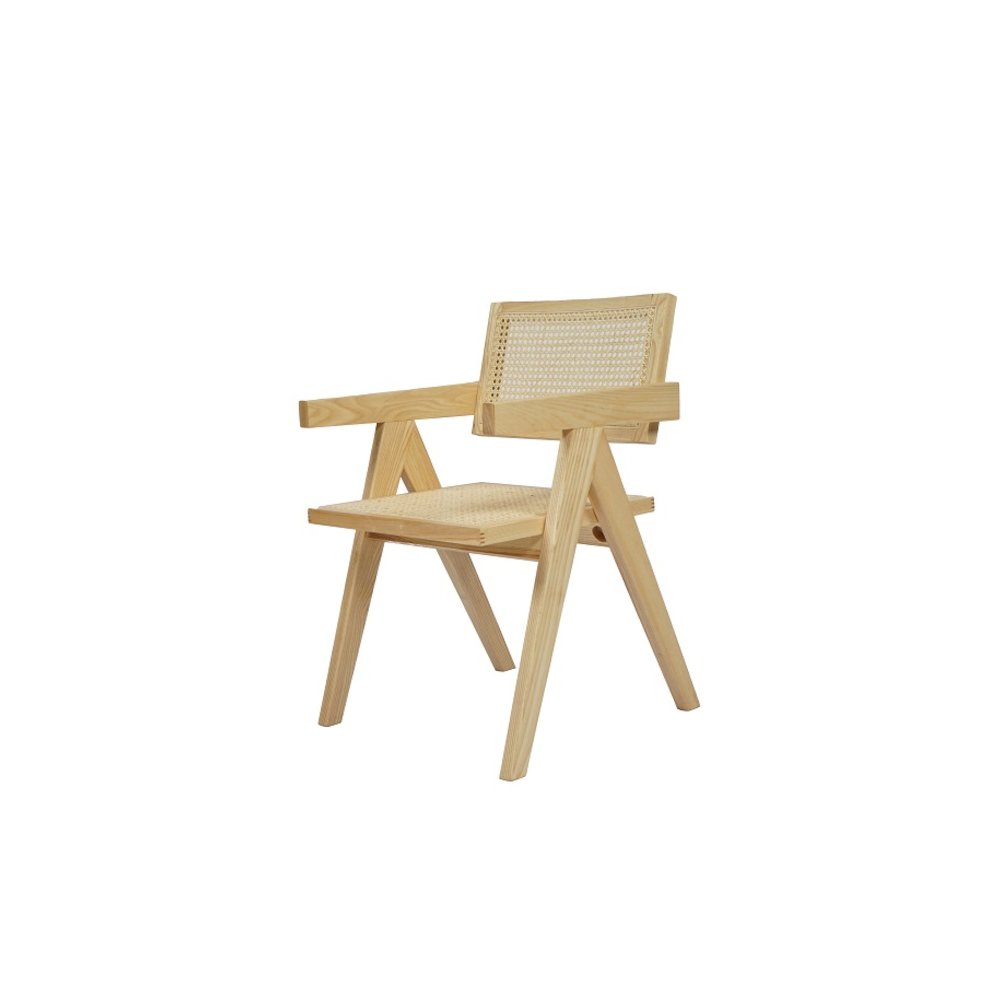Modrest Aurora Modern Light Rattan and Natural Ash Dining Arm Chair