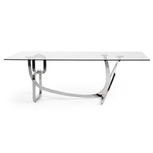 Adelaide Modern Stainless Steel and Glass Dining Table