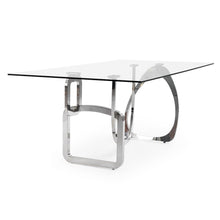 Adelaide Modern Stainless Steel and Glass Dining Table
