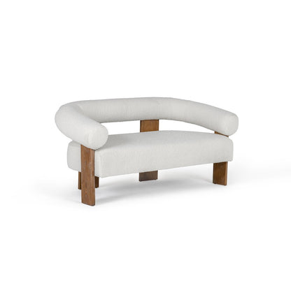 Modrest Aledo - Modern Off-White Fabric + Oak Loveseat