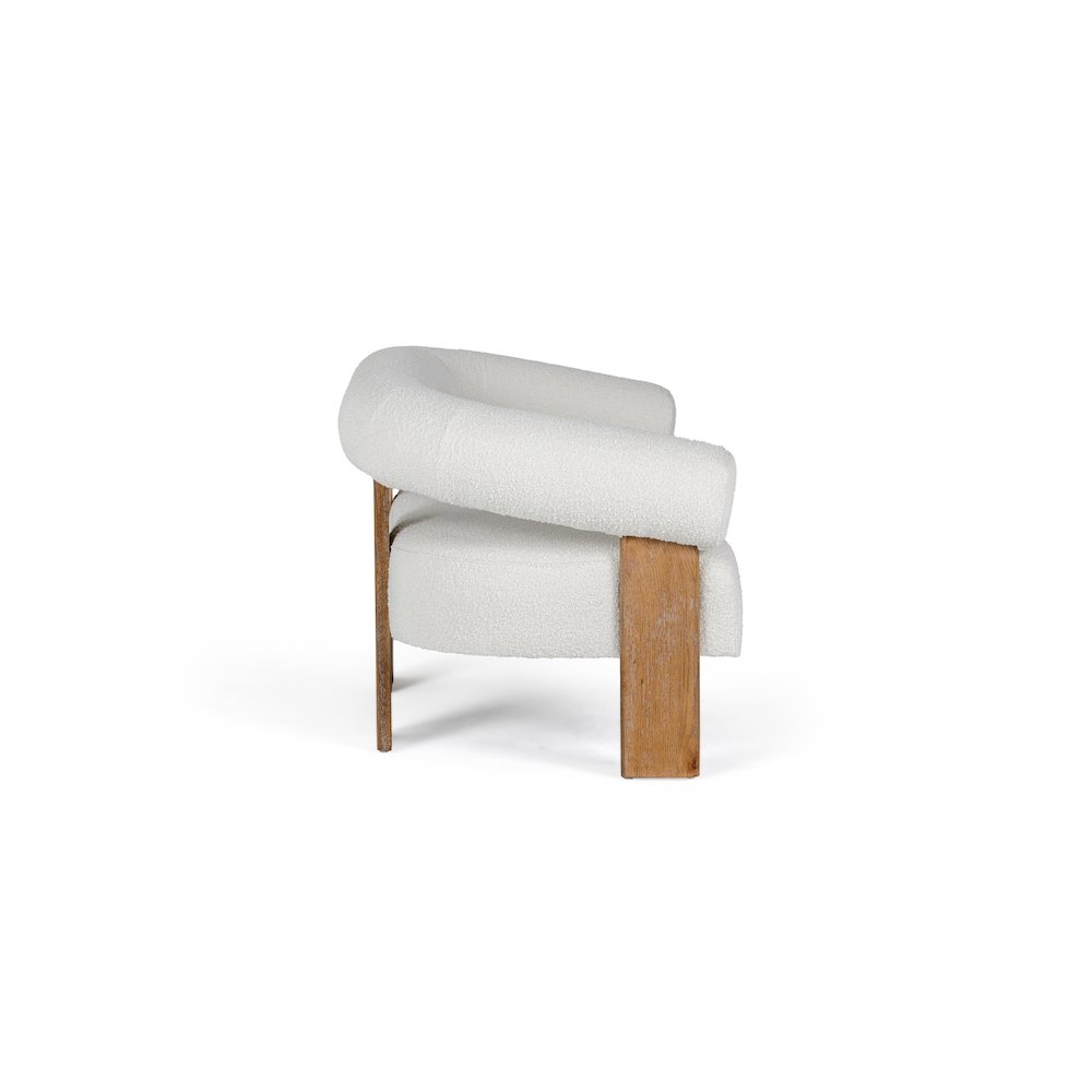 Modrest Aledo - Modern Off-White Fabric + Oak Loveseat