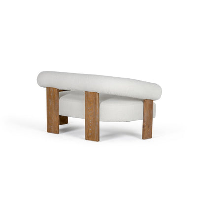Modrest Aledo - Modern Off-White Fabric + Oak Loveseat
