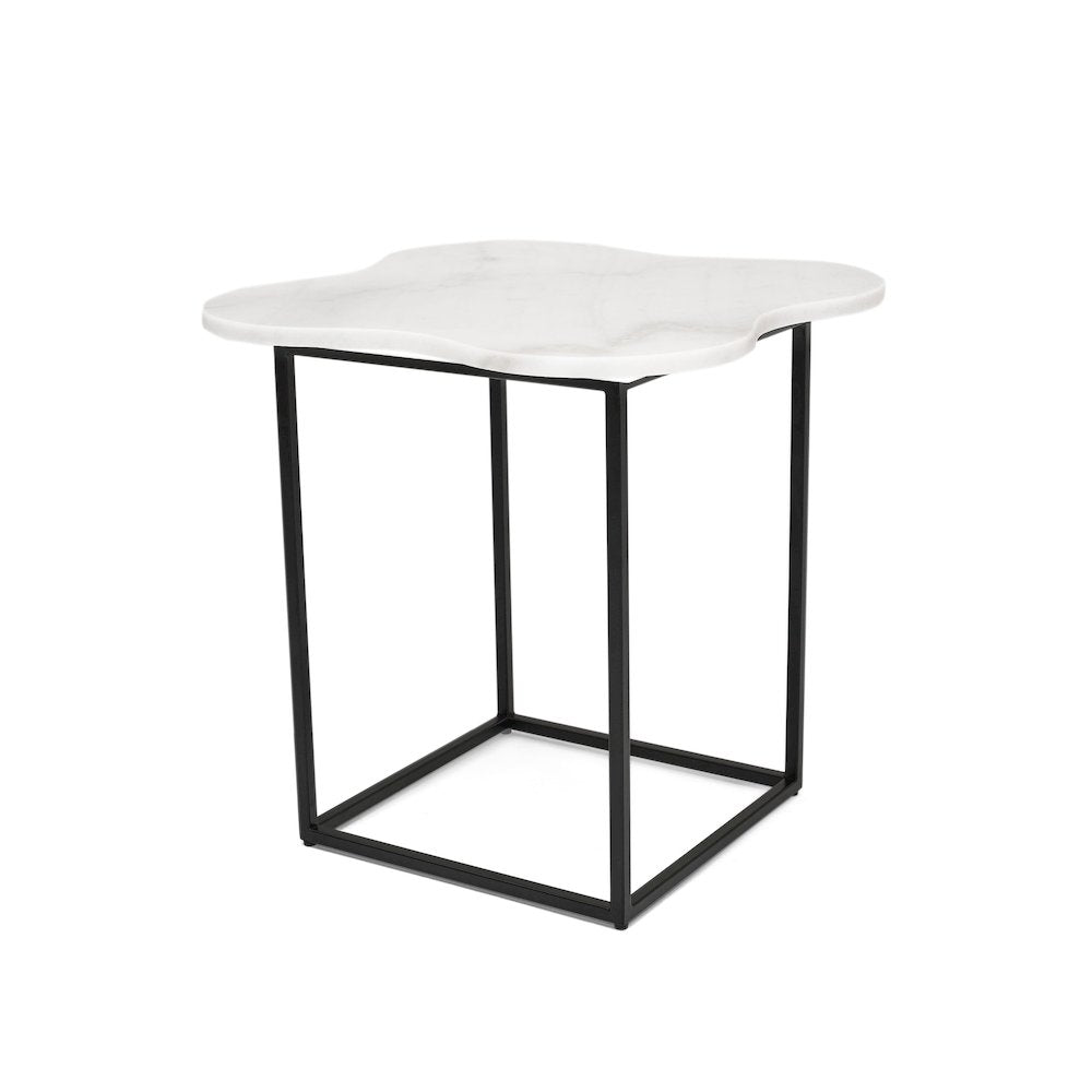 Modrest Aleidy - White Marble + Black Metal End Table