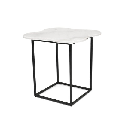 Modrest Aleidy - White Marble + Black Metal End Table