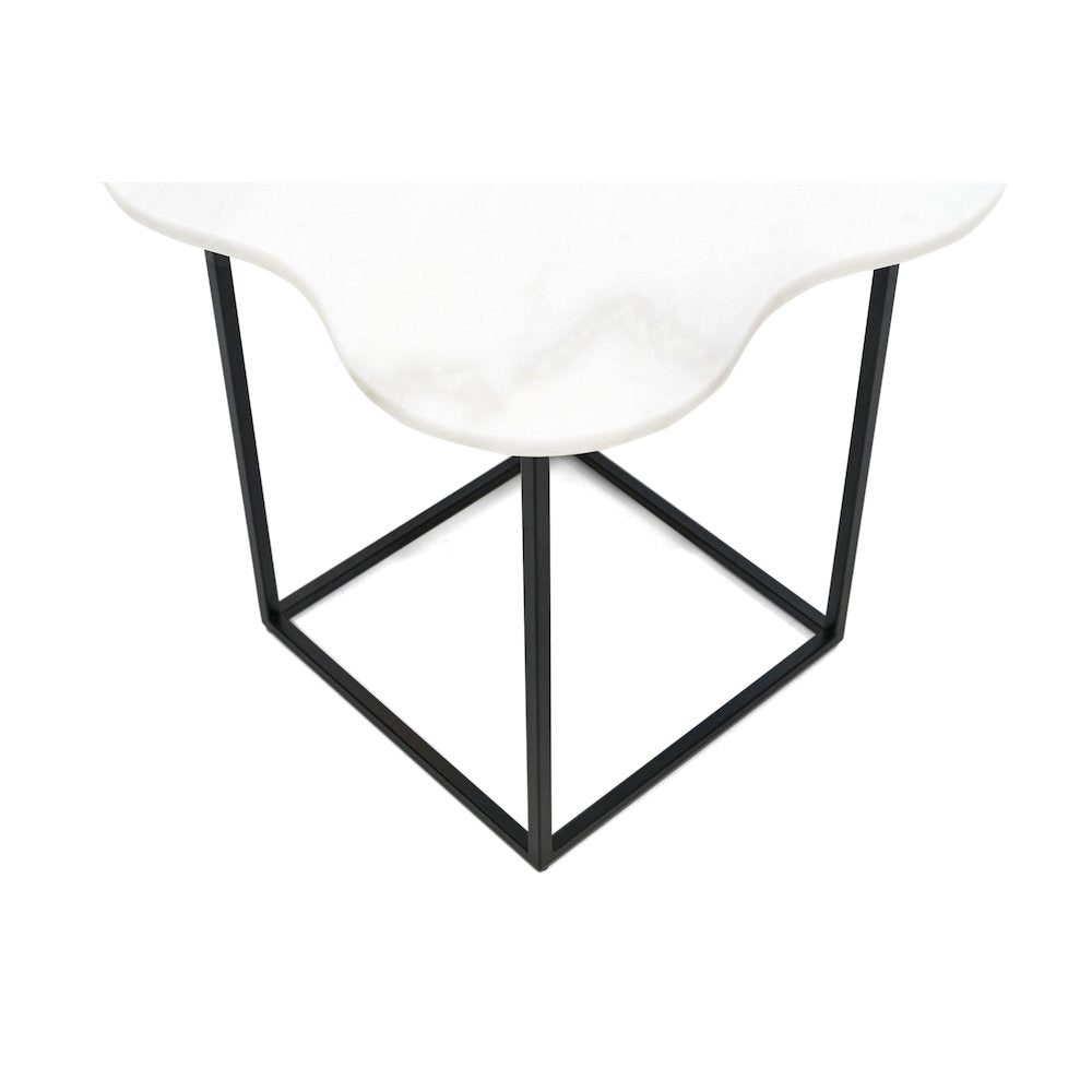 Modrest Aleidy - White Marble + Black Metal End Table
