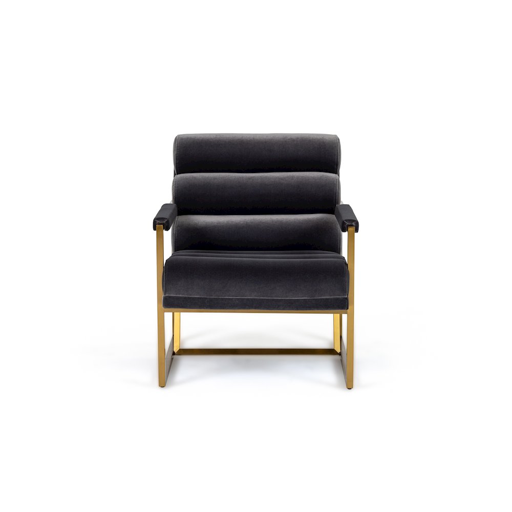 Modrest Anton - Modern Grey Velvet + Brass Accent Chair