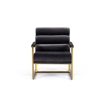 Modrest Anton - Modern Grey Velvet + Brass Accent Chair