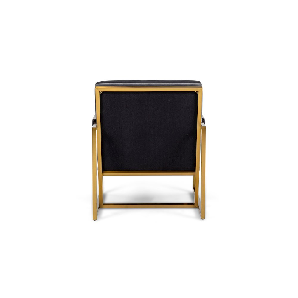 Modrest Anton - Modern Grey Velvet + Brass Accent Chair
