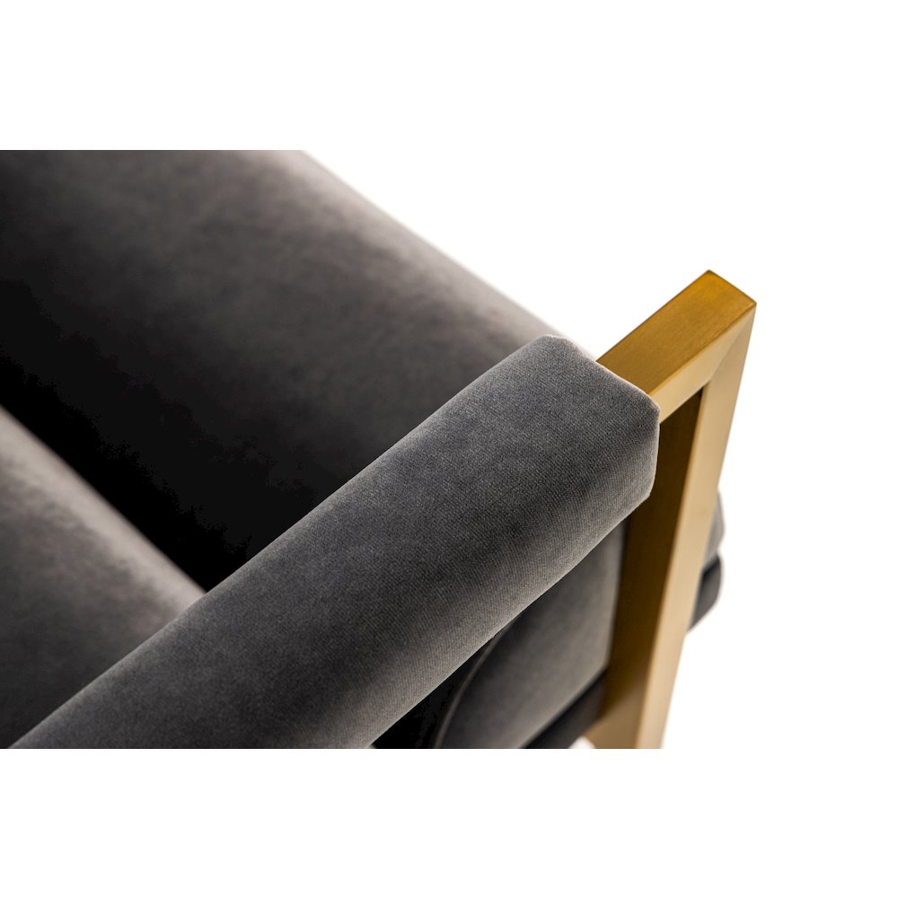 Modrest Anton - Modern Grey Velvet + Brass Accent Chair