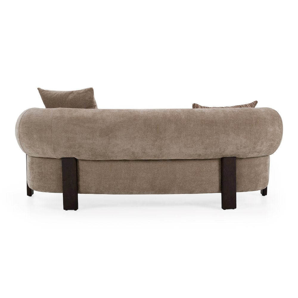 Arnaud - Modern Tan Fabric + Brown Oak Loveseat Sofa