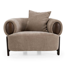 Arnaud - Modern Tan Fabric + Brown Oak Accent Chair