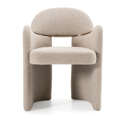 Ashley - Modern Beige Fabric + Brushed Brass Dining Chair